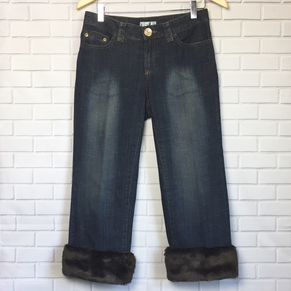 🐝 Metro 7 Faux Fur Trimmed Cropped Jeans